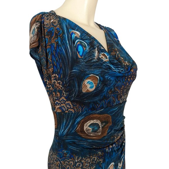 Linda Segal Vintage 1990's peacock abstract print empire waist mini dress S‎ - Picture 6 of 12